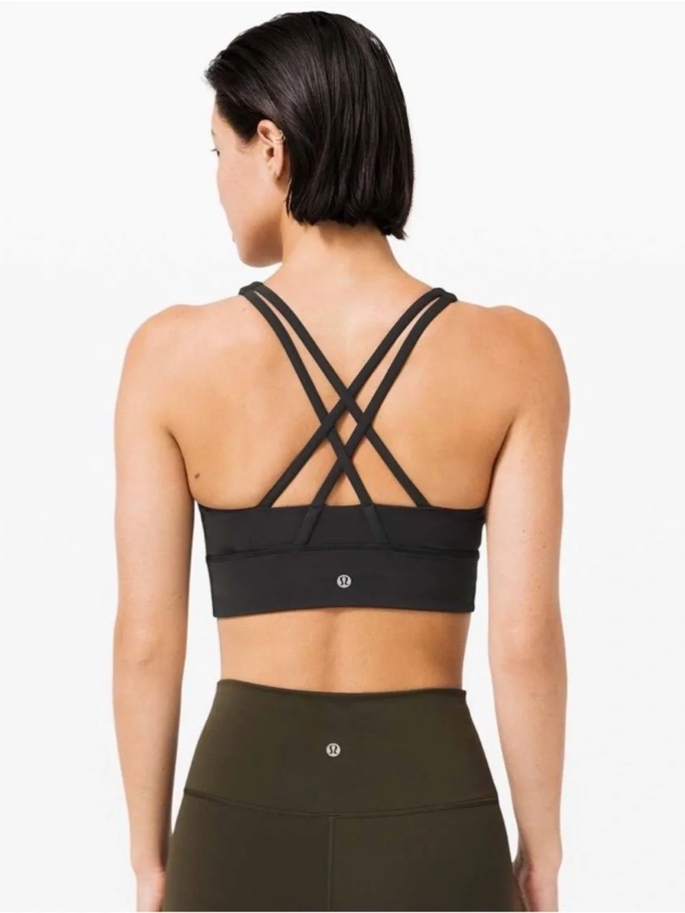 Lululemon Energy Bra High Neck Long Line *Tough, Black, Size 4